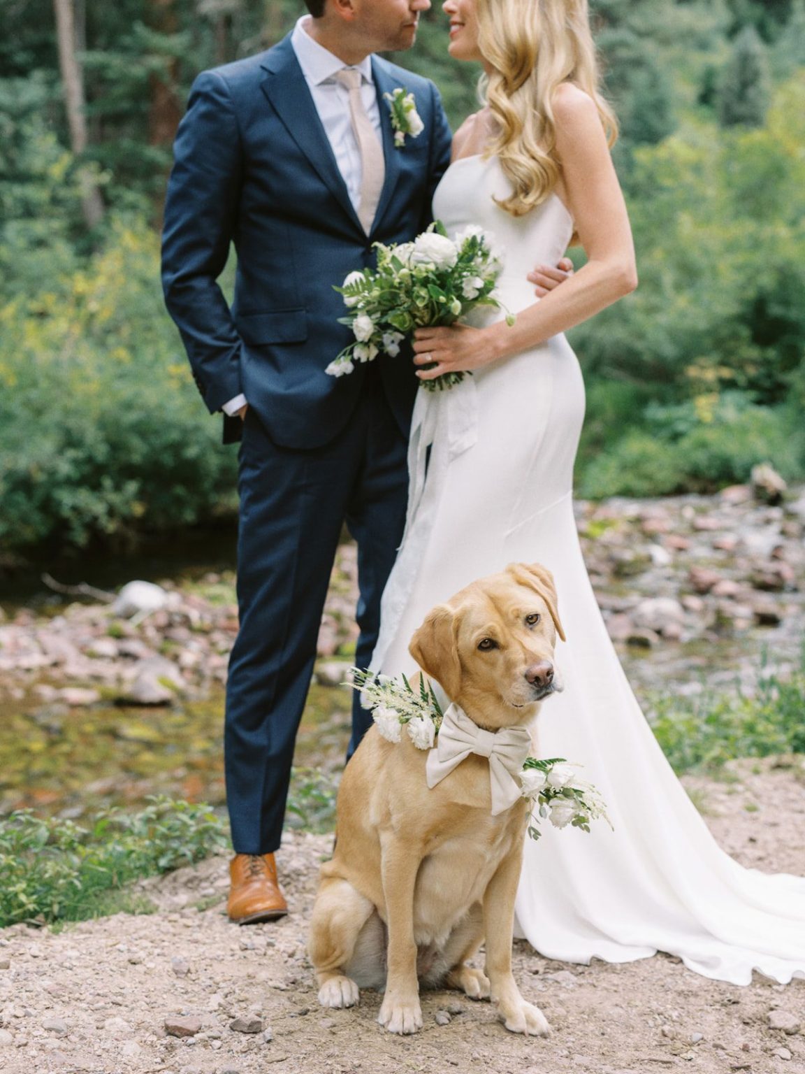 Meredith and Jason's wedding at T Lazy 7 Ranch, Aspen: portraits by the river