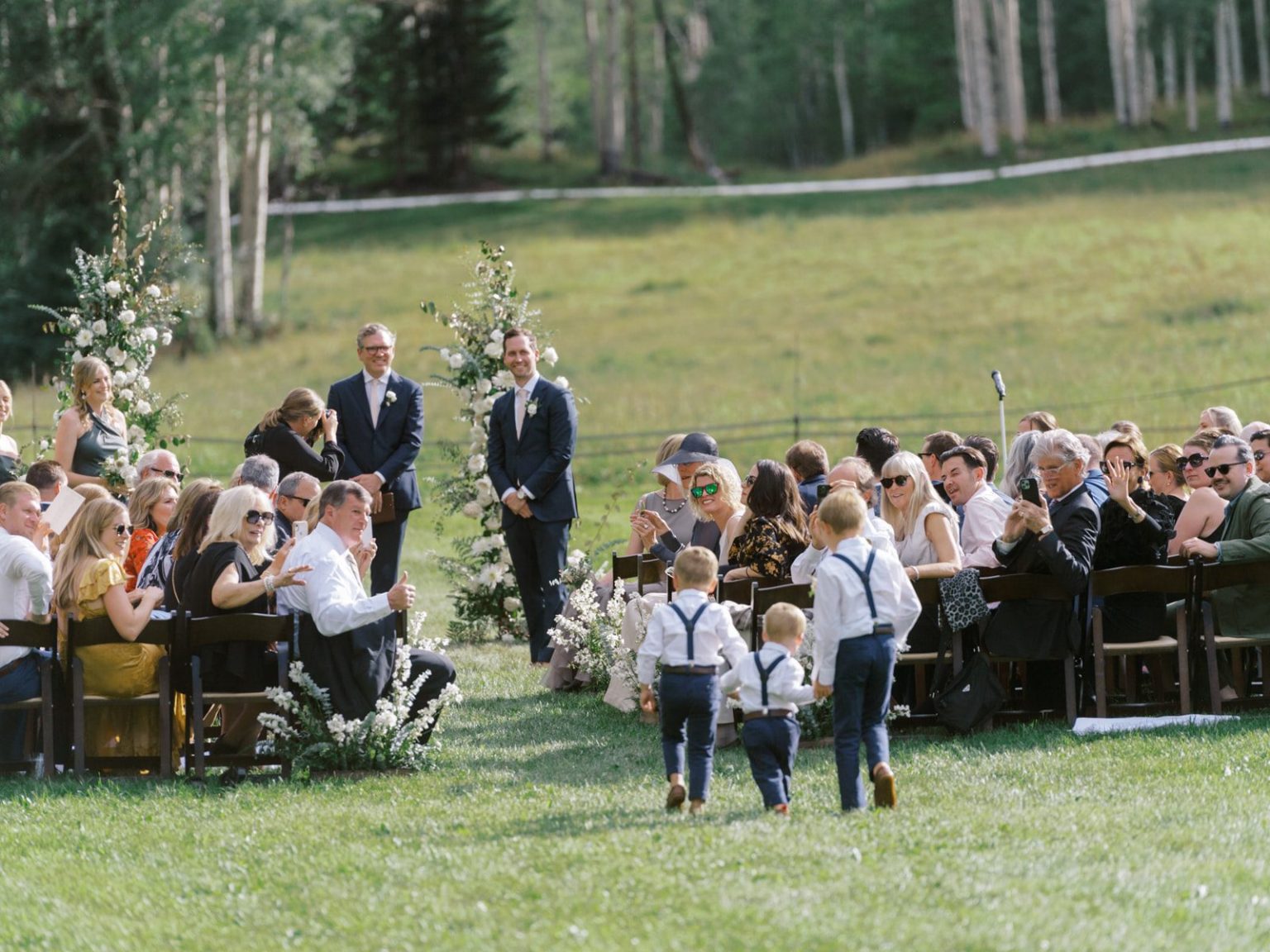 Meredith and Jason's wedding at T Lazy 7 Ranch, Aspen: the ceremony in the meadow