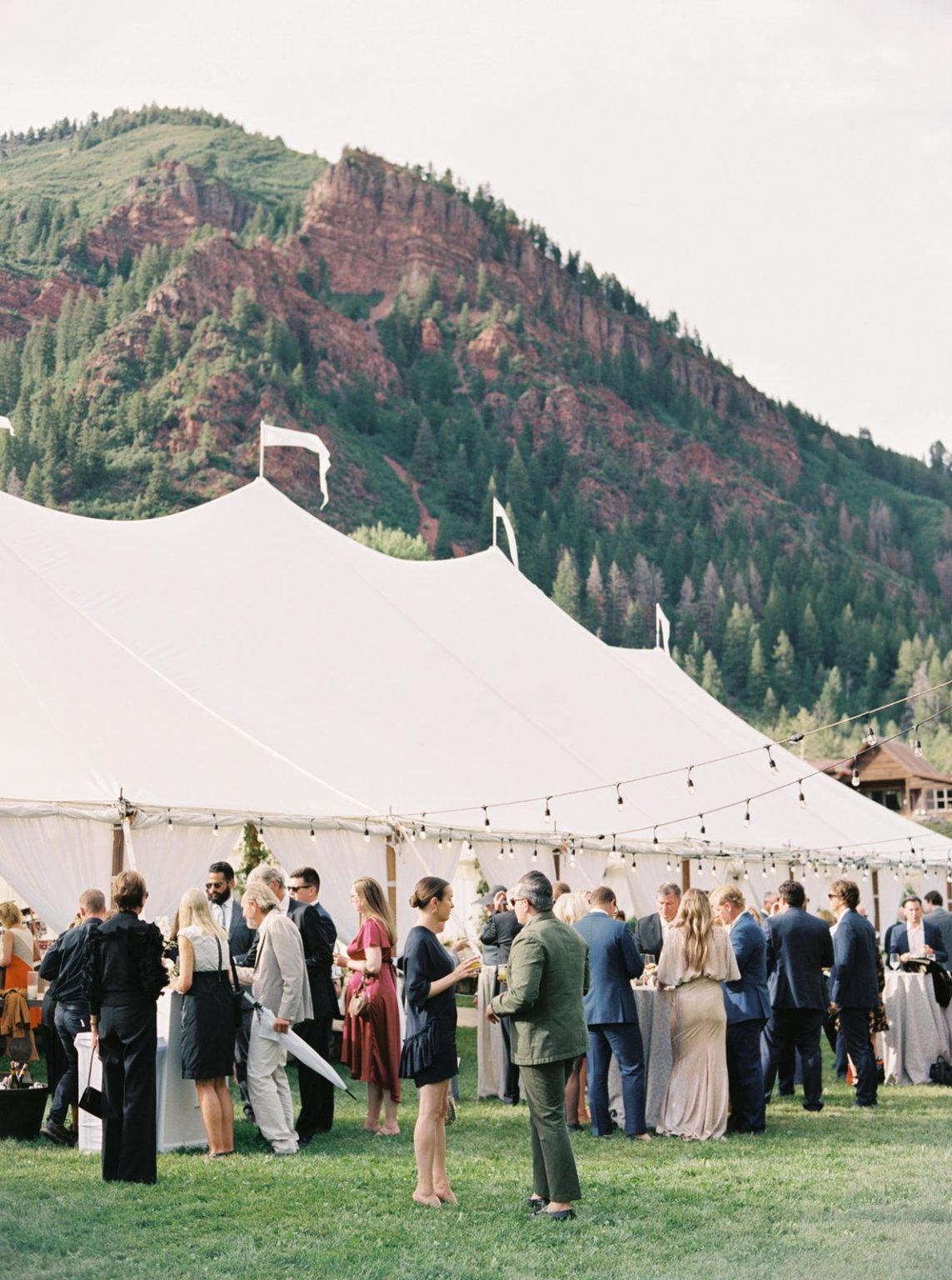 Meredith and Jason's wedding at T Lazy 7 Ranch, Aspen: the sailcloth tent beneath the mountains