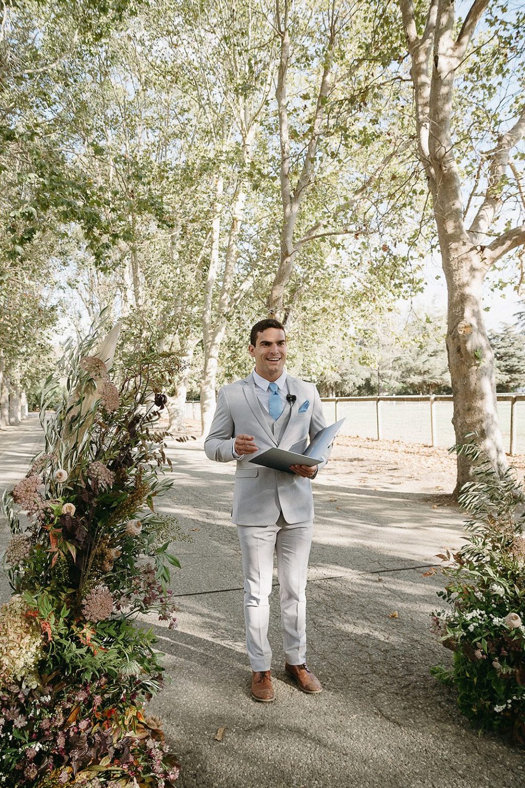 Anna and Sully's wedding at Whispering Rose Ranch, Santa Ynez, California: the ceremony beneath the sycamores