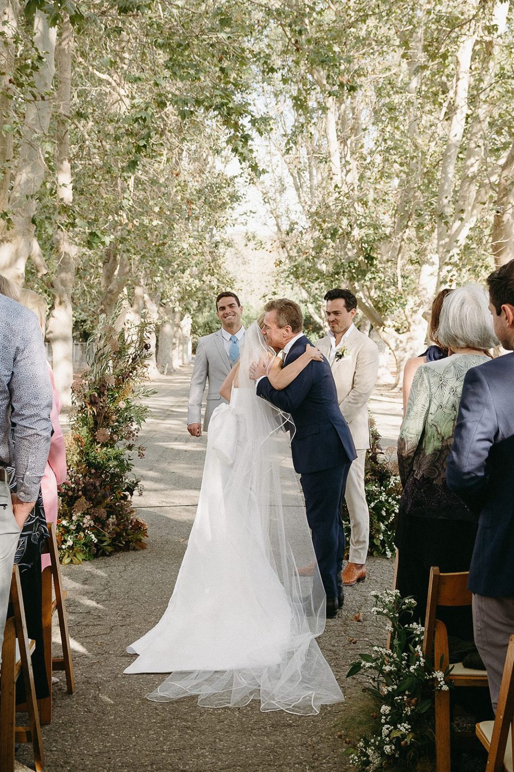 Anna and Sully's wedding at Whispering Rose Ranch, Santa Ynez, California: the ceremony beneath the sycamores