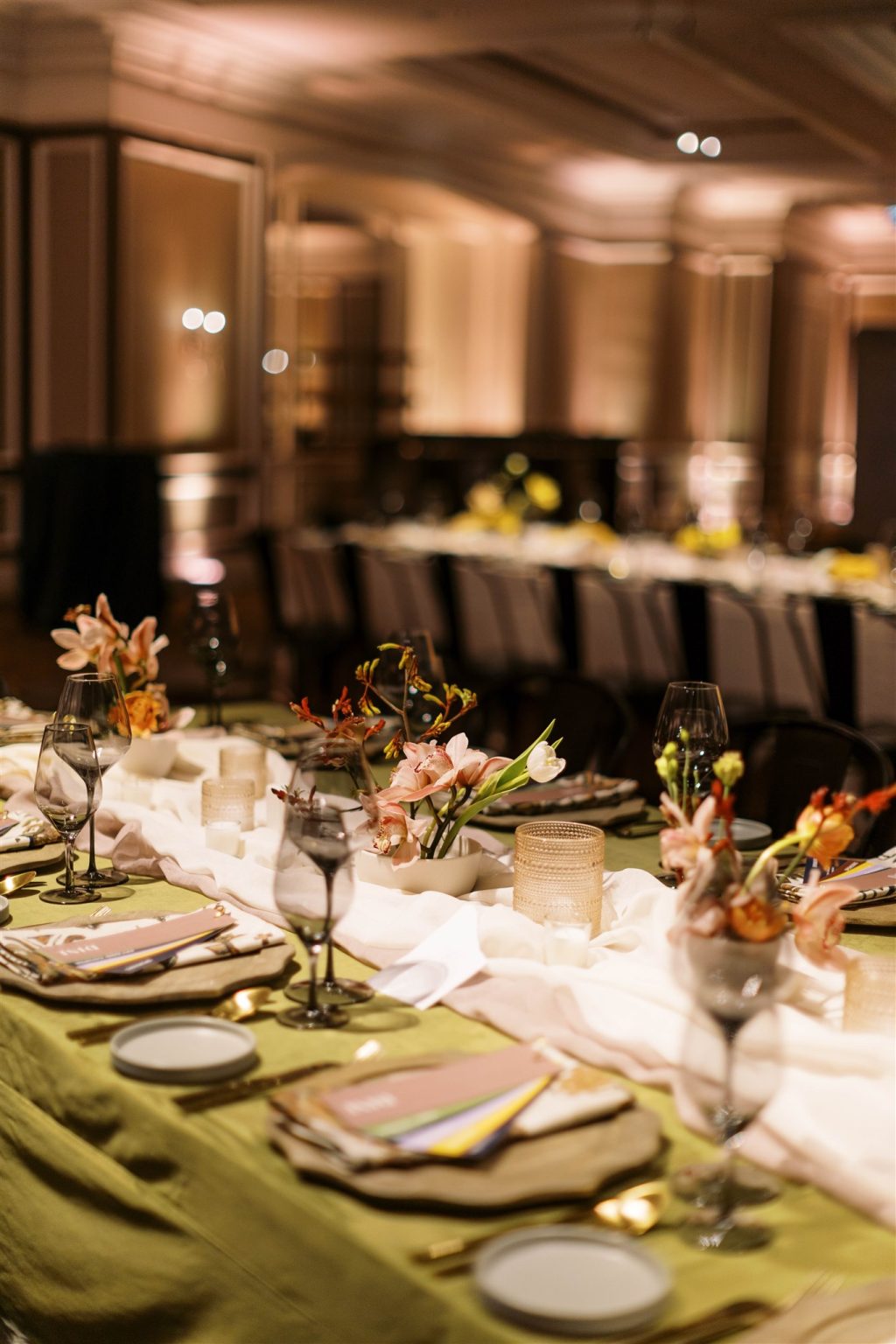 WIPA Colorado Gala in Aspen: long tables in the St. Regis ballroom